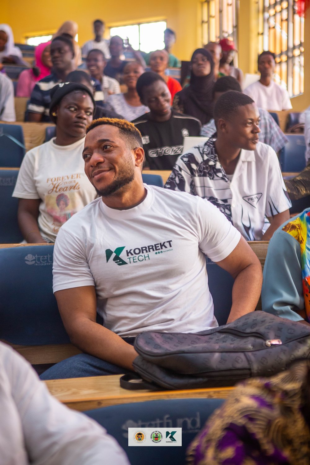 Victor Nwauwa seated among participants in the lecture hall at LASUED
