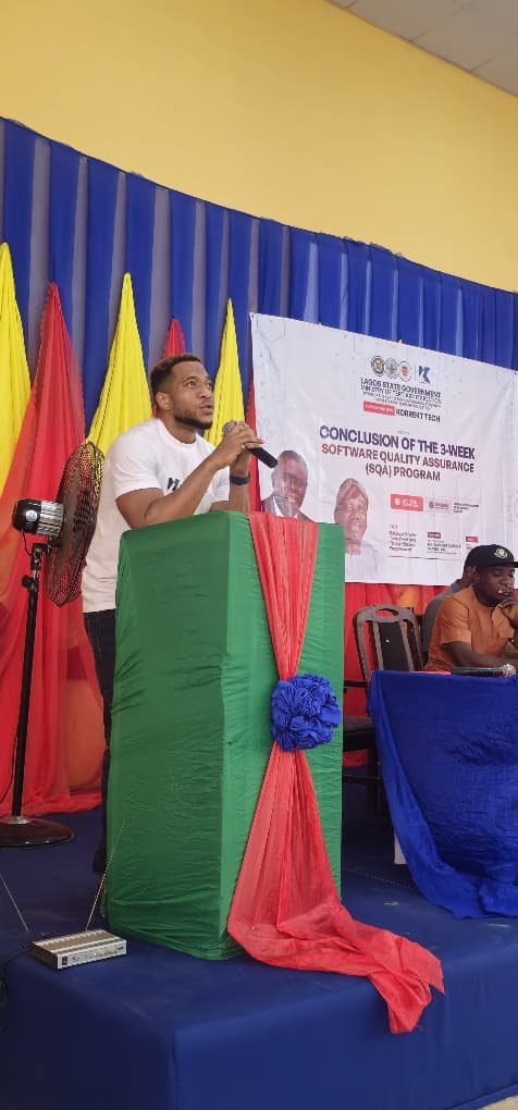 Victor Nwauwa addressing the room at the LASUED closing session